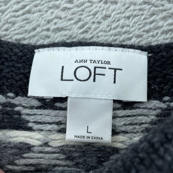 Ann Taylor Loft Black Fair Isle Sweater Dress With  L Size  5872 - Picture 3 of 9